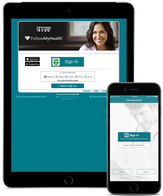 Patient portal on a smartphone and tablet