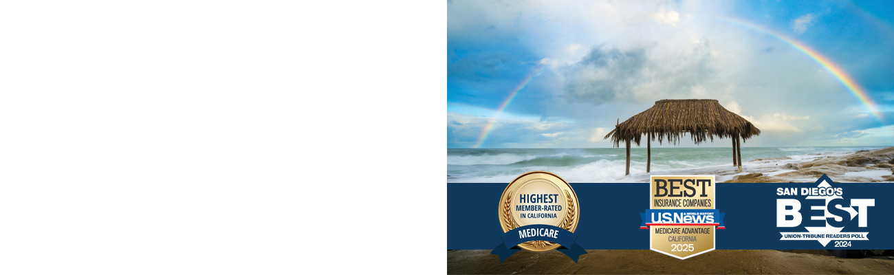 Rainbow over Windansea Beach hut in La Jolla, California