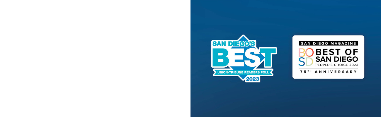 Union Tribune Best of San Diego 2023 and San Diego Magazine Best of San Diego logos