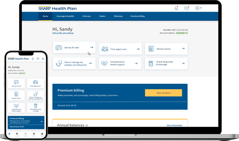 Sharp Health Plan mobile app and member portal