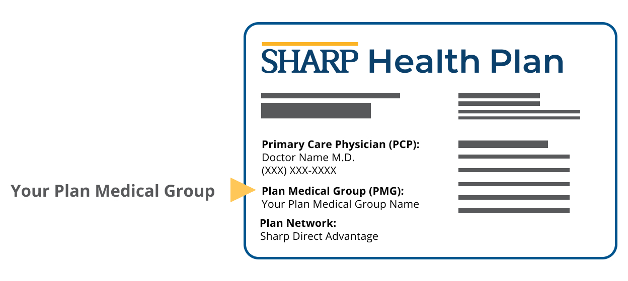 Sharp Health Plan - Sharp Direct Advantage member ID card