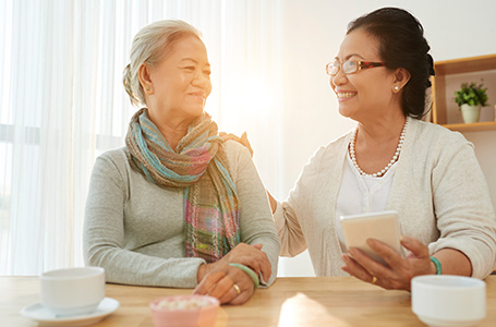 Women talking over coffee